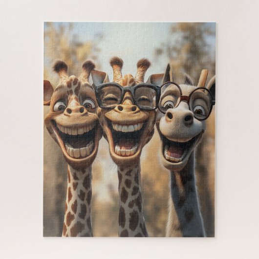 Goofy Giraffes in een bril Legpuzzel (Verticaal)