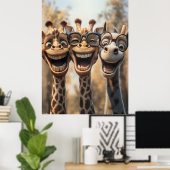 Goofy Giraffes in een bril Poster (Thuiskantoor)
