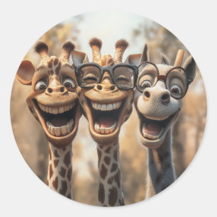 Goofy Giraffes in een bril Ronde Sticker