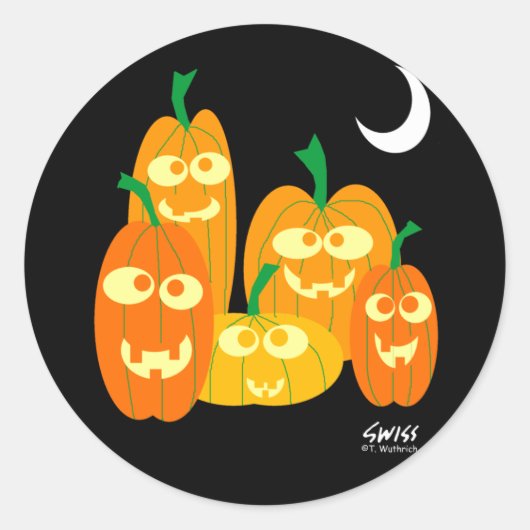 Goofy Grinning Halloween Pompoenen Envelope Seals Ronde Sticker (Voorkant)