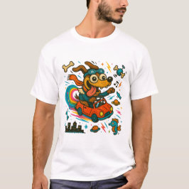 Goofy hond rijdt door de ruimte t-shirt