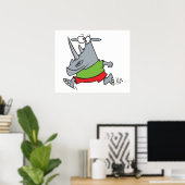 goofy jogger rhino cartoon poster (Thuiskantoor)