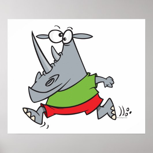goofy jogger rhino cartoon poster (Voorkant)