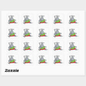 goofy jogger rhino cartoon vierkante sticker (Vel)
