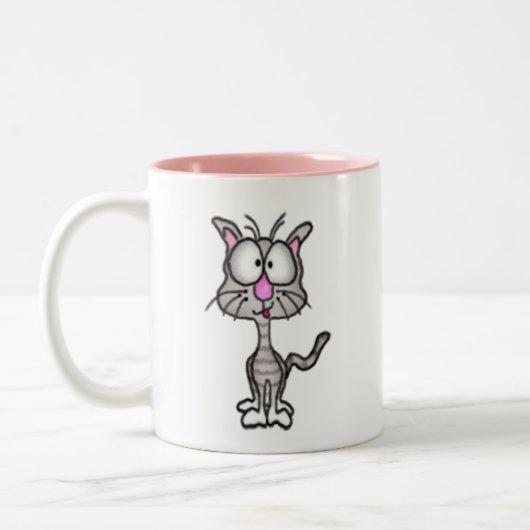 Goofy Kitten Mug Tweekleurige Koffiemok (Links)