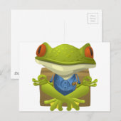 Goofy Little Meditating Green Tree Frog Briefkaart (Voorkant / Achterkant)