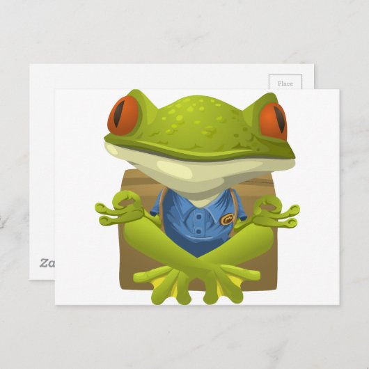 Goofy Little Meditating Green Tree Frog Briefkaart (Voorkant / Achterkant)