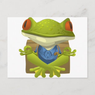 Goofy Little Meditating Green Tree Frog Briefkaart