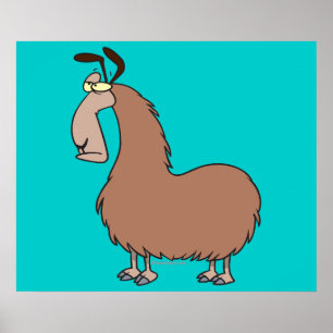 goofy llama cartoon poster