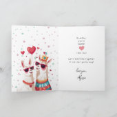Goofy Llama Pun Paar Grappige Valentijnsdag Kaart (Binnen)