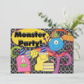 Goofy Monsters Uitnodiging voor verjaardag (Staand voorkant)