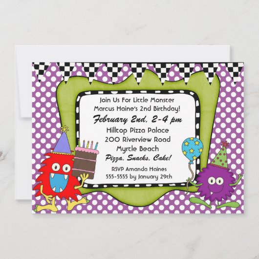 Goofy Monsters Uitnodiging voor verjaardag (Achterkant)