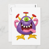 Goofy Paarse Monster Briefkaart (Voorkant / Achterkant)