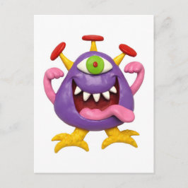 Goofy Paarse Monster Briefkaart