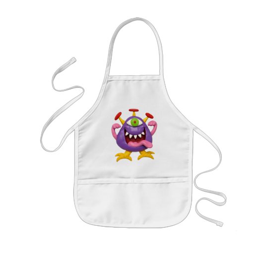 Goofy Paarse Monster Kinder Schort (Voorkant)