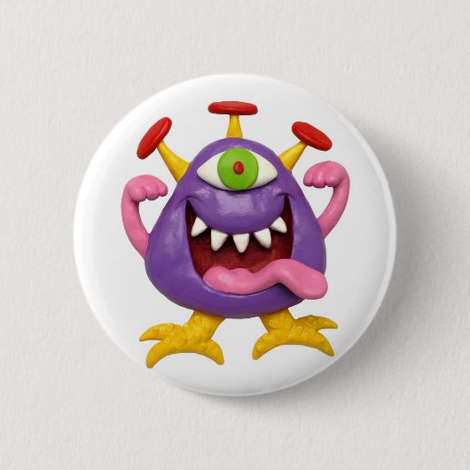 Goofy Paarse Monster Ronde Button 5,7 Cm (Voorkant)