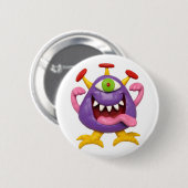 Goofy Paarse Monster Ronde Button 5,7 Cm (Voorkant /achterkant)