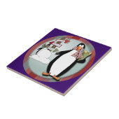 Goofy Penguins Tegel Trivet Tegeltje (Zijkant)