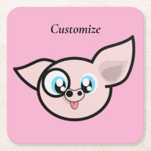 Goofy Pig Smiling Thunder_Cove Kartonnen Onderzetters