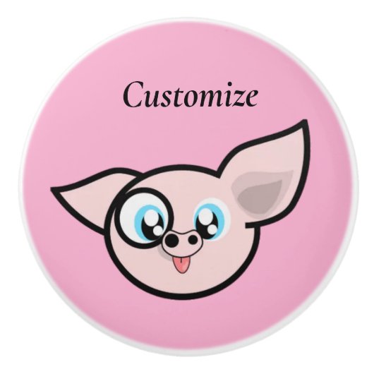 Goofy Pig Smiling Thunder_Cove Keramische Knop (Voorkant)