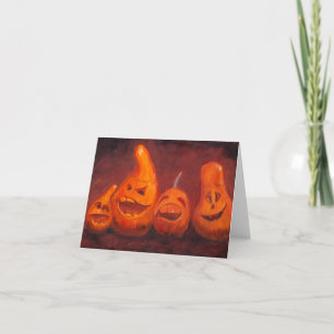Goofy Pumpkin Familie Originele Art Note Kaart