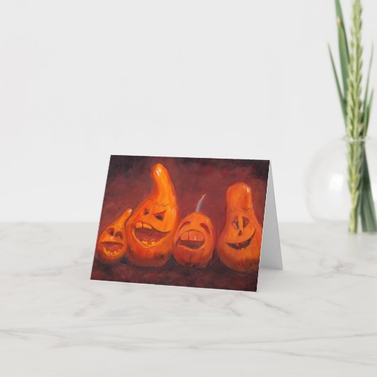 Goofy Pumpkin Familie Originele Art Note Kaart (Voorkant)