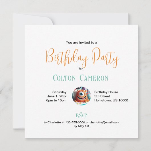 GOOFY RAAR GEK MONSTER TAART VERJAARDAG KAART (Achterkant)