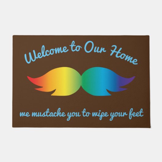 Goofy Rainbow Mustache Deurmat (Voorkant)