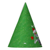 Goofy Skelet Holding Ornamenten Santa Hat Groen Feesthoedjes (Links)