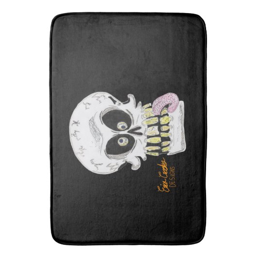 goofy skull skeleton face badmat (Voorkant Verticaal)