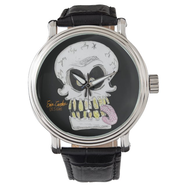 goofy skull skeleton face horloge (Voorkant)