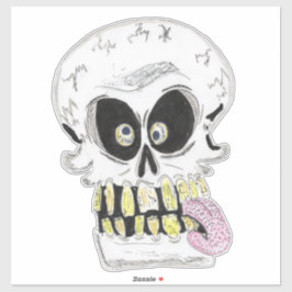 goofy skull skeleton face sticker