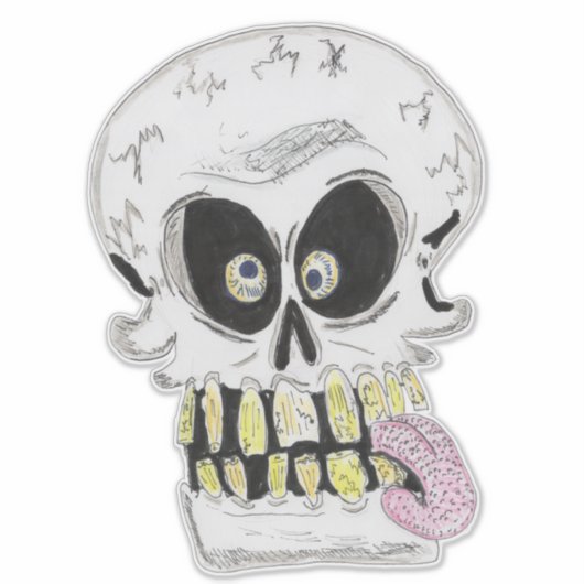 goofy skull skeleton face sticker (Voorkant)