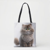GOOFY SMILY TABBY CARTOON CAT TOTE BAG (Voorkant)