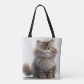 GOOFY SMILY TABBY CARTOON CAT TOTE BAG (Achterkant)