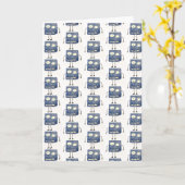 Goofy Square Blue Cartoon Alien Birthday Card Kaart (Gele Bloem)