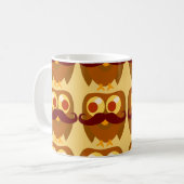 Goofy Trendy Mustache Owl Cartoon Character Koffiemok (Voorkant links)