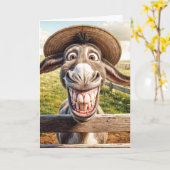 Goofy Verjaardag Ezel Dragen van een Straw Pet Kaart (Gele Bloem)