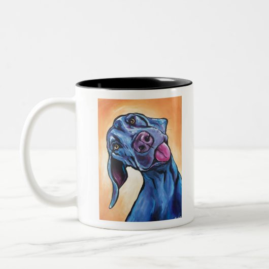 Goofy Weimaraner Tweekleurige Koffiemok (Links)