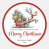 Goofy whimsical reindeer sticker funny deer print (Voorkant)