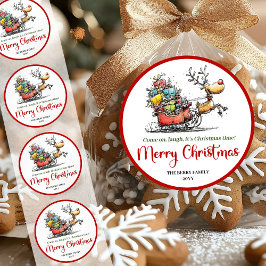 Goofy whimsical reindeer sticker funny deer print