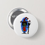 Goofy WItch with Broom Ronde Button 5,7 Cm (Voorkant /achterkant)