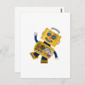 Goofy yellow speelgoed robot briefkaart (Voorkant / Achterkant)