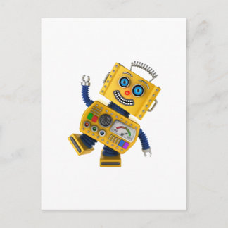 Goofy yellow speelgoed robot briefkaart