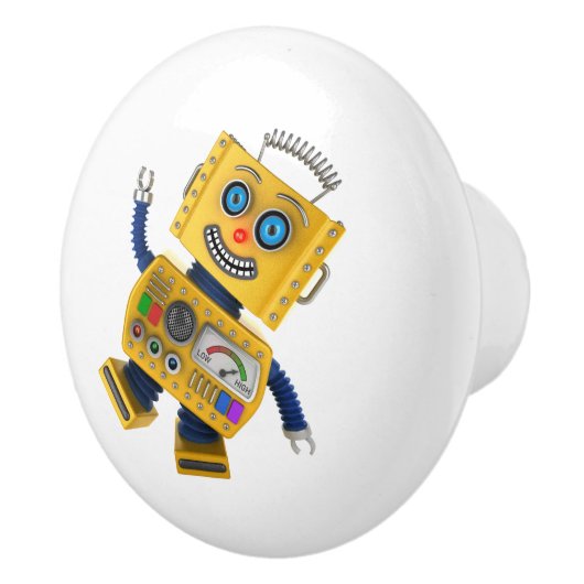 Goofy yellow speelgoed robot keramische knop (Rechts)