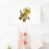 Goofy yellow speelgoed robot spandoek (Insitu)