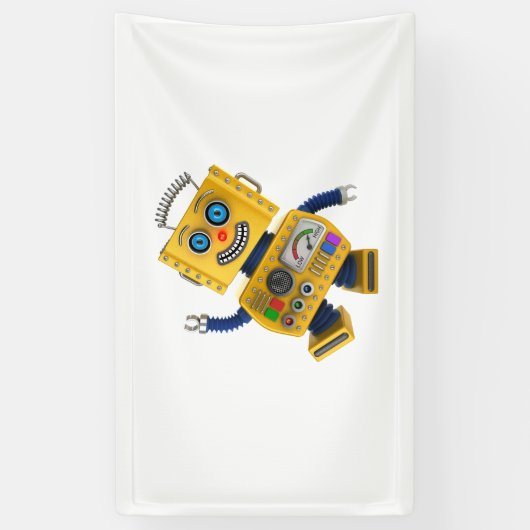 Goofy yellow speelgoed robot spandoek (Verticaal)
