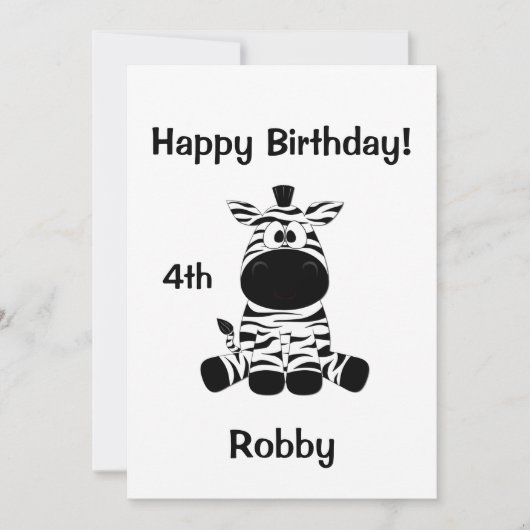 Goofy Zebra Verjaardagsfeestuitnodiging Kaart (Voorkant)
