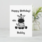 Goofy Zebra Verjaardagsfeestuitnodiging Kaart (Staand voorkant)