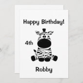 Goofy Zebra Verjaardagsfeestuitnodiging Kaart (Voorkant / Achterkant)